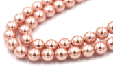 Czech Glass Pearl Coated Shell Pink Beads 4mm, 6mm, 8mm